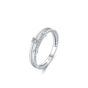 Double Band Twisted Rope Pave Crystal Ring - Perimade & Co.