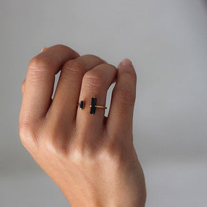 Double Black Baguette CZ Stacking Open Ring - Perimade & Co.