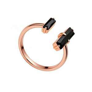 Double Black Baguette CZ Stacking Open Ring - Perimade & Co.