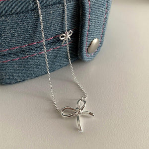 Double Bow Charm Pendant Layering Necklace - Perimade & Co.