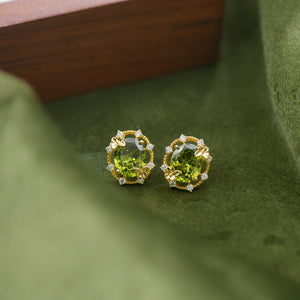 Double Butterfly Green CZ Halo Stud Earrings - Perimade & Co.