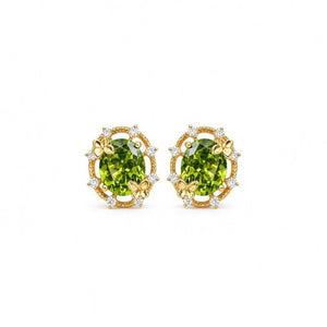 Double Butterfly Green CZ Halo Stud Earrings - Perimade & Co.