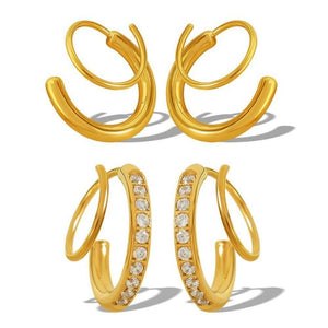 Double Layer Spiral Open Huggie Hoop Earrings - Perimade & Co.
