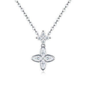 Double Moissanite Four Leaf Charm Necklace - Perimade & Co.