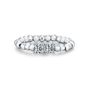 Double Moissanite Metal Bead Adjustable Ring - Perimade & Co.