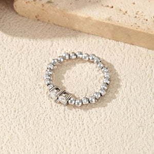 Double Moissanite Metal Bead Adjustable Ring - Perimade & Co.