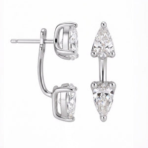 Double Pear Cut Moissanite Ear Jacket Earrings - Perimade & Co.