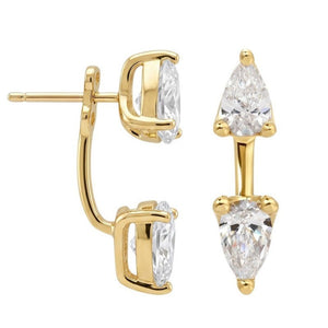 Double Pear Cut Moissanite Ear Jacket Earrings - Perimade & Co.