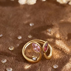 Double Pink Marquise CZ Stackable Open Ring - Perimade & Co.