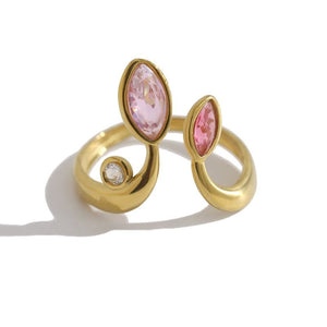 Double Pink Marquise CZ Stackable Open Ring - Perimade & Co.