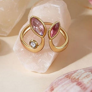 Double Pink Marquise CZ Stackable Open Ring - Perimade & Co.