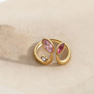 Double Pink Marquise CZ Stackable Open Ring - Perimade & Co.