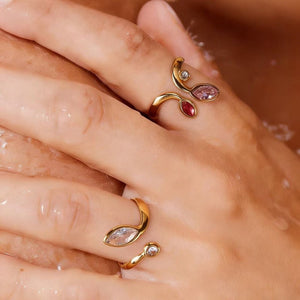 Double Pink Marquise CZ Stackable Open Ring - Perimade & Co.