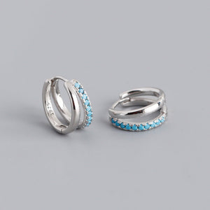 Double Row Illusion Colorful CZ Huggie Earrings - Perimade & Co.