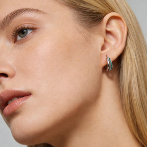 Double Row Illusion Colorful CZ Huggie Earrings - Perimade & Co.
