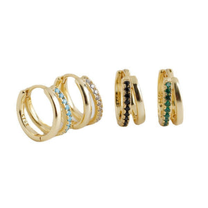 Double Row Illusion Colorful CZ Huggie Earrings - Perimade & Co.