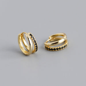 Double Row Illusion Colorful CZ Huggie Earrings - Perimade & Co.