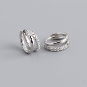 Double Row Illusion Colorful CZ Huggie Earrings - Perimade & Co.