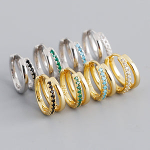Double Row Illusion Colorful CZ Huggie Earrings - Perimade & Co.