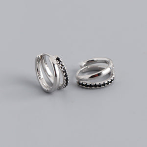 Double Row Illusion Colorful CZ Huggie Earrings - Perimade & Co.