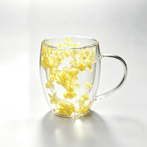 Double Wall Flower Glass Coffee Cup - Perimade & Co.