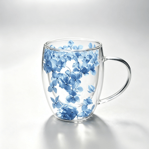 Double Wall Flower Glass Coffee Cup - Perimade & Co.