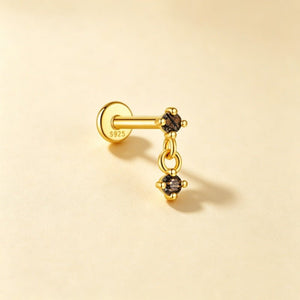 Dual Black Rutilated Quartz Drop Stud Earrings - Perimade & Co.