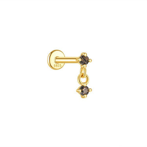 Dual Black Rutilated Quartz Drop Stud Earrings - Perimade & Co.