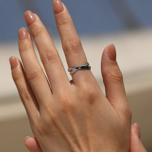 Dual Intertwined Carve Star Beaded Band Ring - Perimade & Co.
