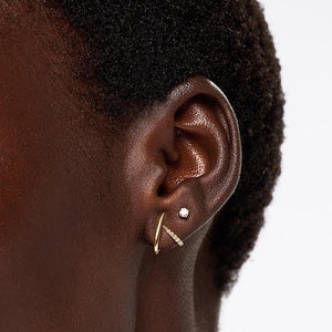 Dual Layer Pave CZ Spiral Open Hoop Earrings - Perimade & Co.