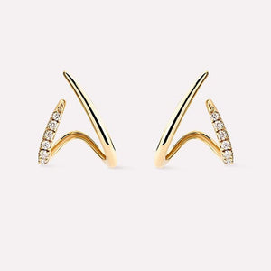 Dual Layer Pave CZ Spiral Open Hoop Earrings - Perimade & Co.