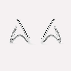 Dual Layer Pave CZ Spiral Open Hoop Earrings - Perimade & Co.
