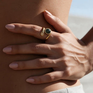 Dual Oval Gemstone Twisted Wrap Open Ring - Perimade & Co.