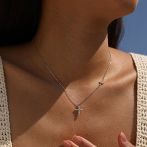 Dual Pavé Moissanite Cross Pendant Necklace - Perimade & Co.