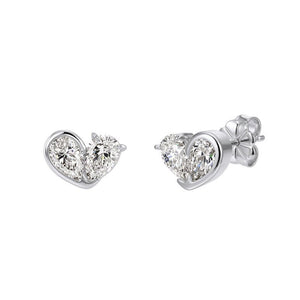 Dual Pear Cut Moissanite Heart Stud Earrings - Perimade & Co.