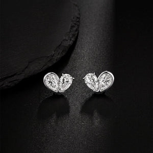Dual Pear Cut Moissanite Heart Stud Earrings - Perimade & Co.