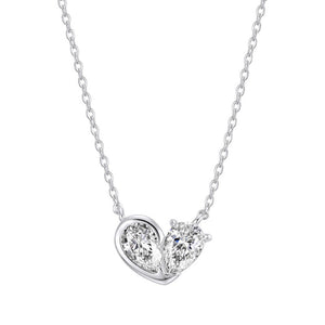 Dual Pear Moissanite Heart Pendant Necklace - Perimade & Co.