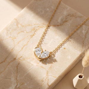 Dual Pear Moissanite Heart Pendant Necklace - Perimade & Co.
