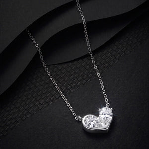 Dual Pear Moissanite Heart Pendant Necklace - Perimade & Co.