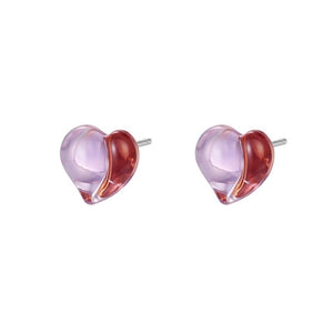 Dual Tone Sculpted Enamel Heart Stud Earrings - Perimade & Co.