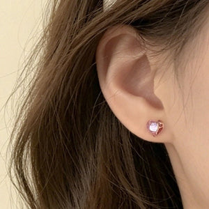 Dual Tone Sculpted Enamel Heart Stud Earrings - Perimade & Co.