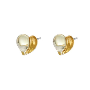 Dual Tone Sculpted Enamel Heart Stud Earrings - Perimade & Co.