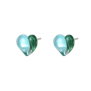 Dual Tone Sculpted Enamel Heart Stud Earrings - Perimade & Co.