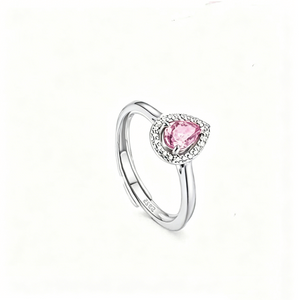 Dainty Blue Teardrop Halo Open Band Ring