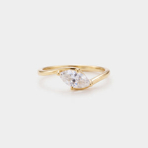 East-West Marquise-Cut CZ Solitaire Ring - Perimade & Co.