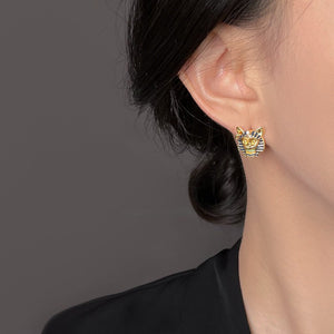Egyptian Pharaoh Cat Enamel Stud Earrings - Perimade & Co.