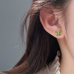 Elegant Butterfly Green Jade Enamel Earrings - Perimade & Co.