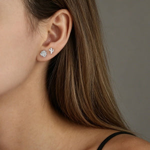 Elegant Clear CZ Monstera Leaf Stud Earrings - Perimade & Co.