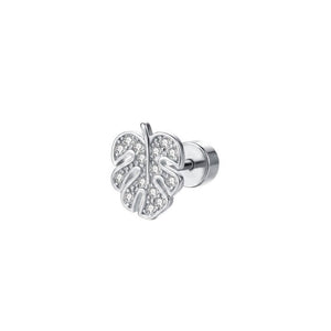 Elegant Clear CZ Monstera Leaf Stud Earrings - Perimade & Co.