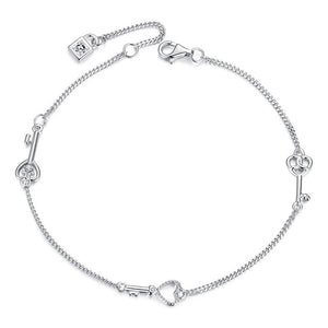 Elegant CZ Key Padlock Charm Chain Bracelet - Perimade & Co.